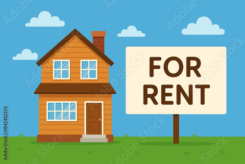 vector illustration of a house for rent