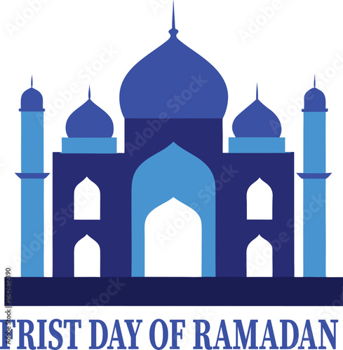 Mosque silhouette for first day of ramadan celebration greeting
