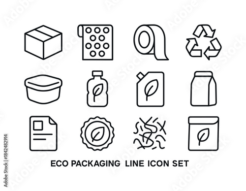 Eco Packaging Icons. Eco packaging. Line icon set of eco packagi