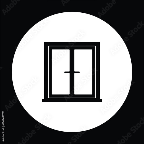 Vector closed classic casement window frame handle outline sign silhouette Illustration