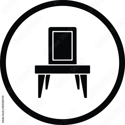 Vector dressing table mirror icon isolated in a circular frame silhouette Illustration