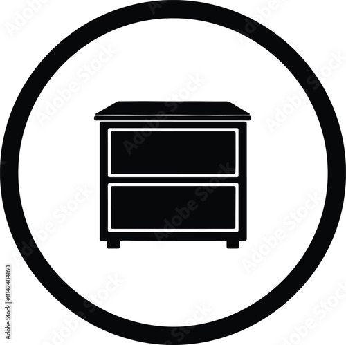 Vector Minimalist home interior furniture bedside cabinet nightstand silhouette Illustration