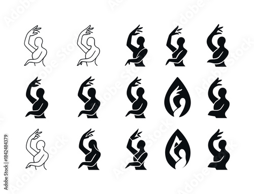 Creative Dance Icon Set. Exotic dance and creative expression. I