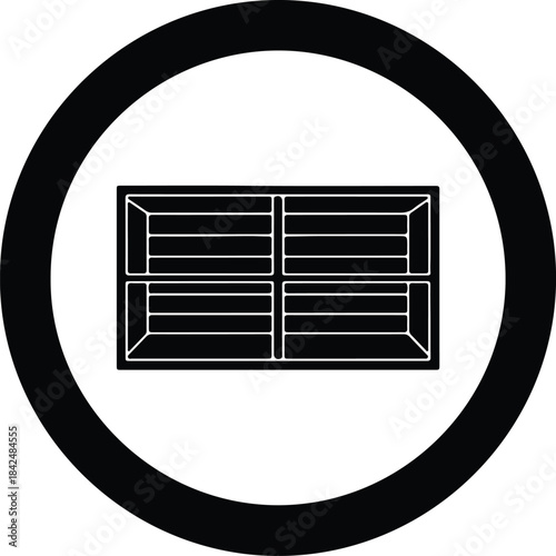 Vector simple diagram of a four compartment storage drawer icon silhouette Illustration