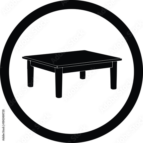 Vector Simple household furniture wooden coffee table icon silhouette Illustration