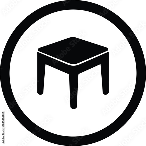 Vector small square side table or minimalist modern furniture symbol silhouette Illustration
