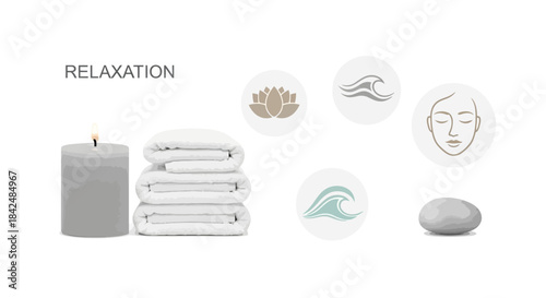 Relaxation Spa Elements and Wellness Icons.