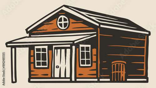 Rustic wooden house drawing