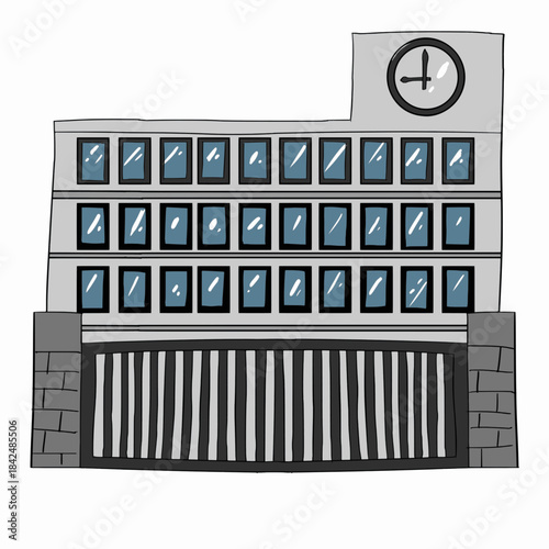 学校の正面のベクターイラスト