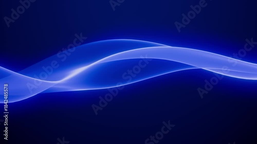 Abstract colorful wavy background in dark blue on black backdrop. Modern colorful wallpaper. Seamless loop animation. 3d rendering.