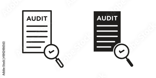 Audit report icons collection. Line vector sign, symbol for web and mobile