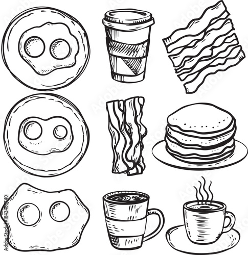 breakfast food hand drawn vector illustration