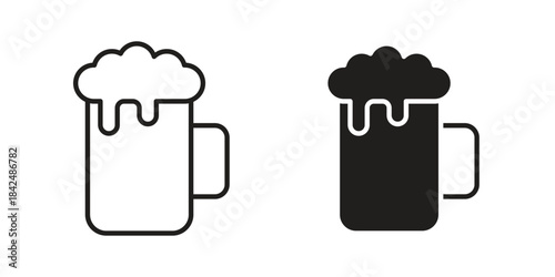 Beer mug icons collection. Line vector sign, symbol for web and mobile