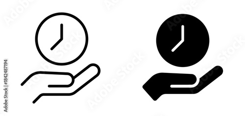 Time and hand icon. Controlling time