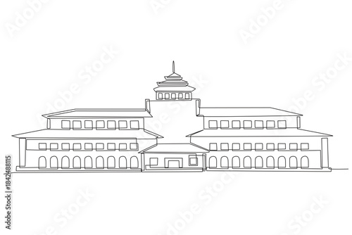 Gedung sate concept one-line drawing
