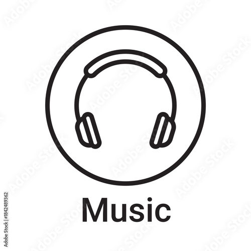 Music icon. Vector line symbol for a website, product card, presentation and mobile app, packaging or instruction. Editable outline sign