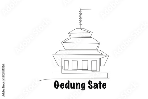 Gedung sate concept one-line drawing
