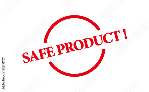 SAFE PRODUCT ! - Red Rubber Stamp with text SAFE PRODUCT !
