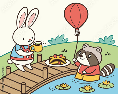 easter bunny with easter eggs