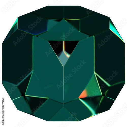 Foto Geometric Dark Emerald Crystal Illustration