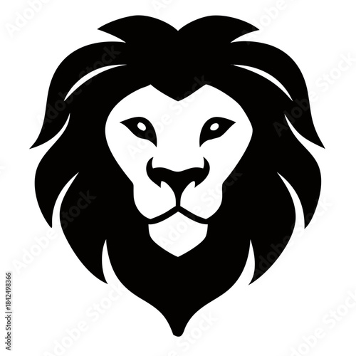 Majestic lion head silhouette, symbol of strength and courage in bold black and white