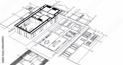  residential architecture plan 3D rendering