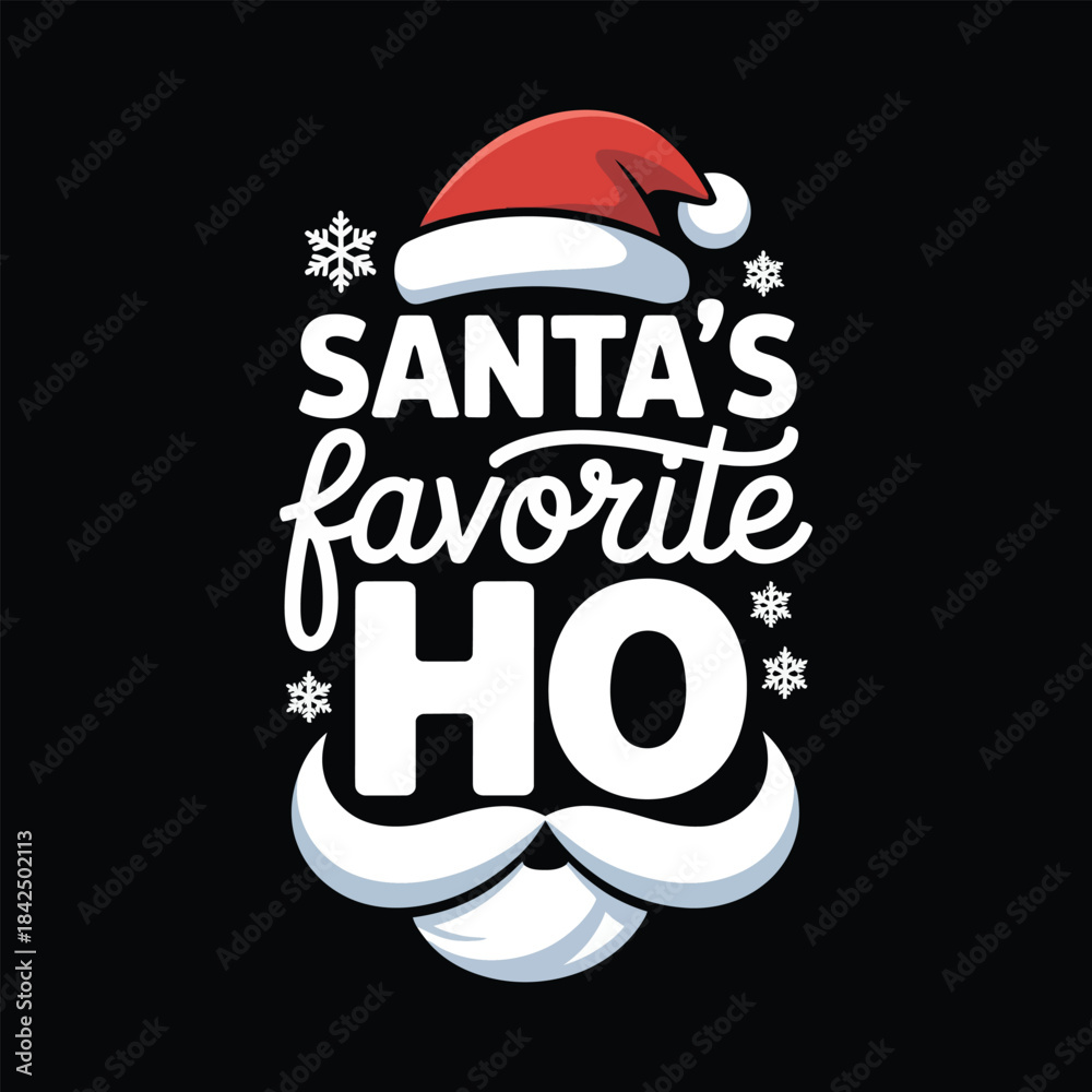 Obraz premium Santas favorite ho typography design.