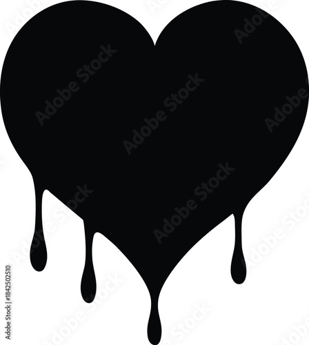 Dripping Black Heart Silhouette