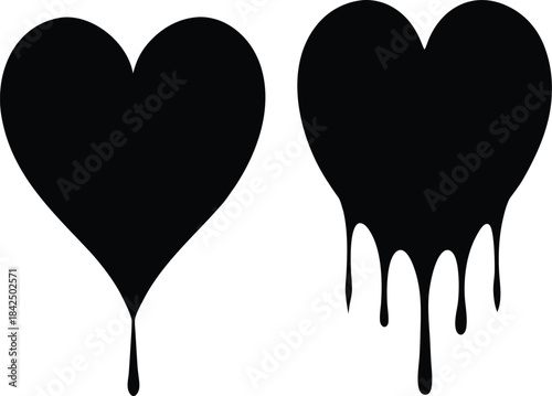 Black Dripping Hearts Silhouette Set