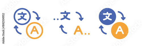 concept Language translation icon. Logo of multinational translator app, online language translation.