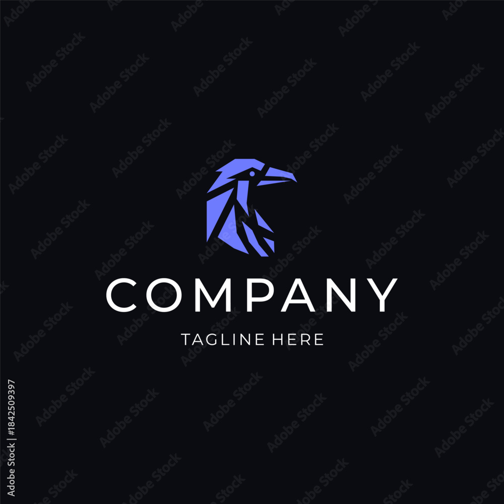 Obraz premium Sleek raven logo with bold minimalist lines for a strong visual identity.