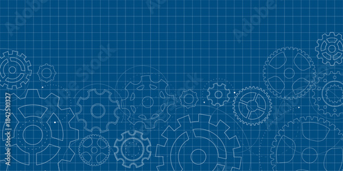 Gear blueprint technical mechanism construction background wheel industry pattern engineering. This style is crafted with precision and rhythm. A versatile abstract illustration for digital use.