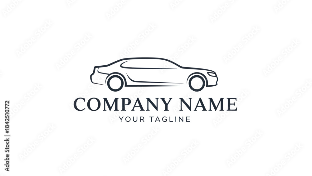 Fototapeta premium Elegant Line Art Car Logo Design for Automotive Business Branding.
