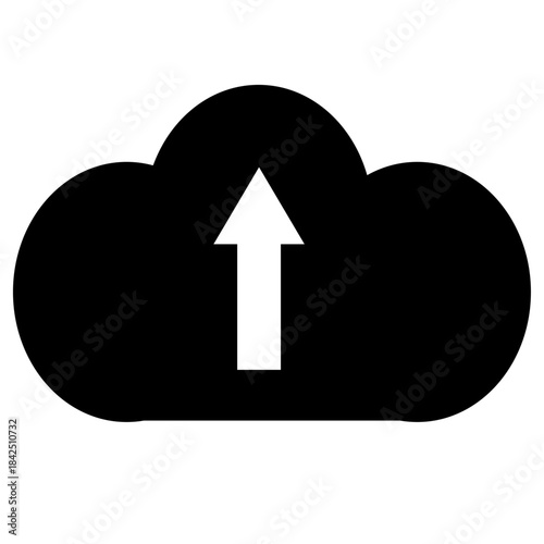 Upload Cloud Filled Icon Vector – File Upload and Cloud Storage Symbol