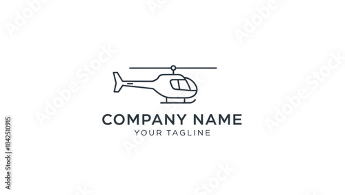 Minimalist Line Art Helicopter Logo Design for Aviation Company.