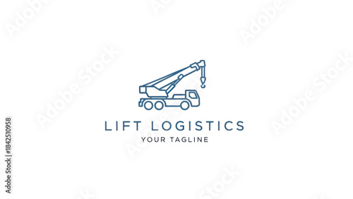 Minimalist Line Art Logo for Lift Logistics Featuring a Crane Truck.