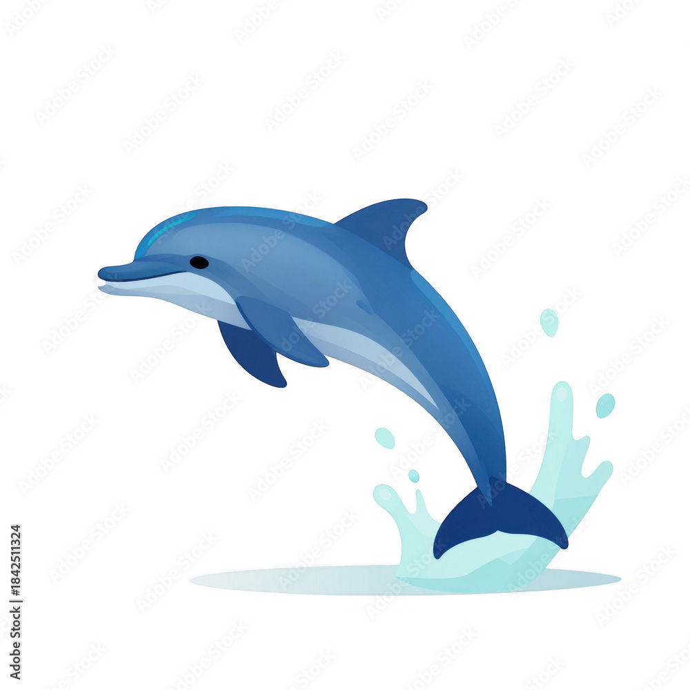 Obraz premium Leaping Dolphin With Water Splash Isolated