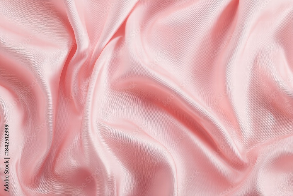Fototapeta premium Pale pink silk fabric with soft, flowing folds creating a smooth, luxurious texture ideal for elegant designs and delicate backgrounds.