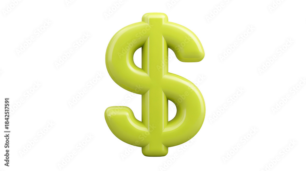 Obraz premium Glossy yellow dollar sign symbol 3D rendering isolated on transparent background finance concept modern design shiny and bold economic icon wealth and currency representation