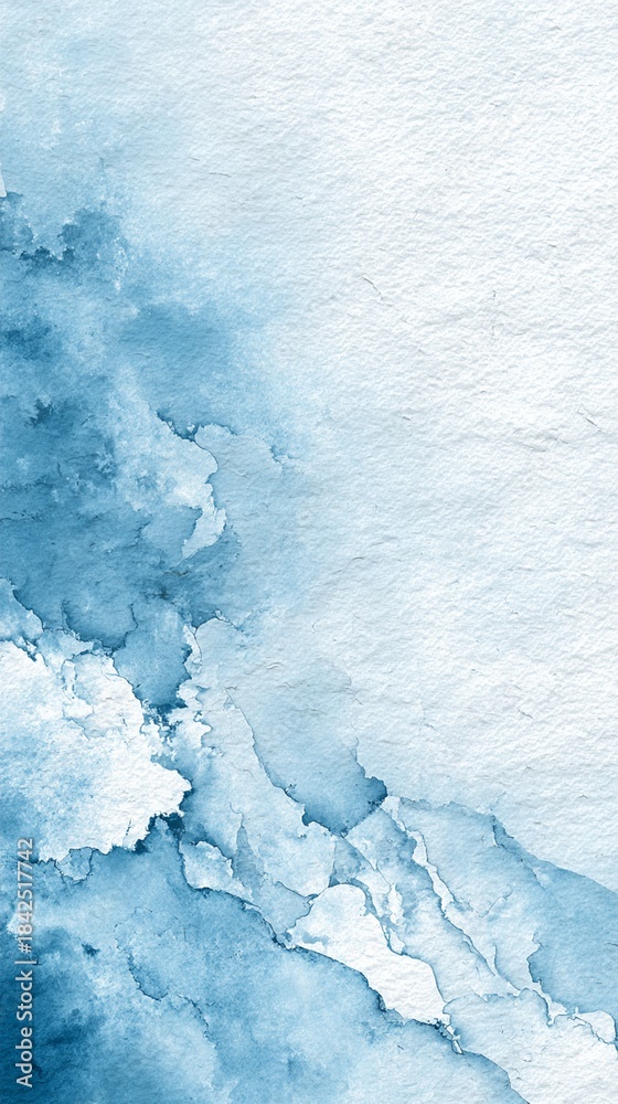 Obraz premium Calming blue watercolor abstract background, blending soft shades of blue and white, perfect for artistic designs, invitations, and peaceful themes in various creative projects.
