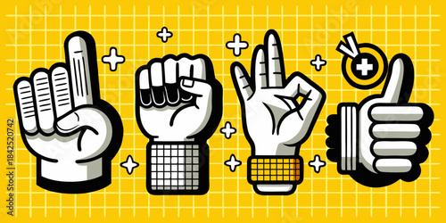 Creative hands express positivity, achievement, and approval with vibrant flair.