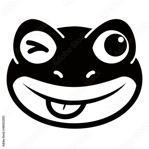 Playful cartoon frog with a mischievous wink and tongue sticking out