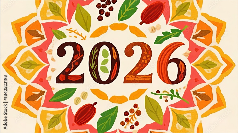 Obraz premium 2026 Autumn Spice and Herb Mandala Pattern