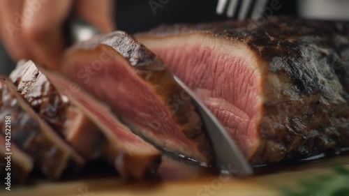 A closeup of a healthy female hand holding a gourmet tray of fresh raw fish and red meat prepared for a seafood meal in a white market setting