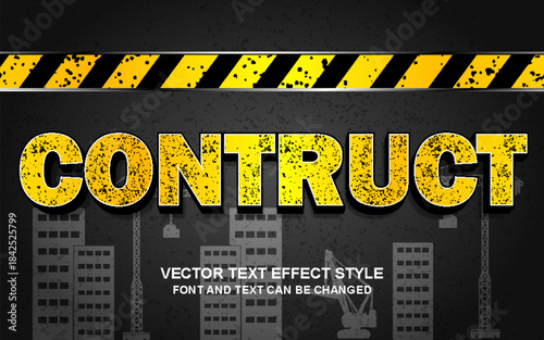 construction labor worker grunge texture style editable text effect font style template