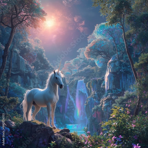 fantasy landscape with horse