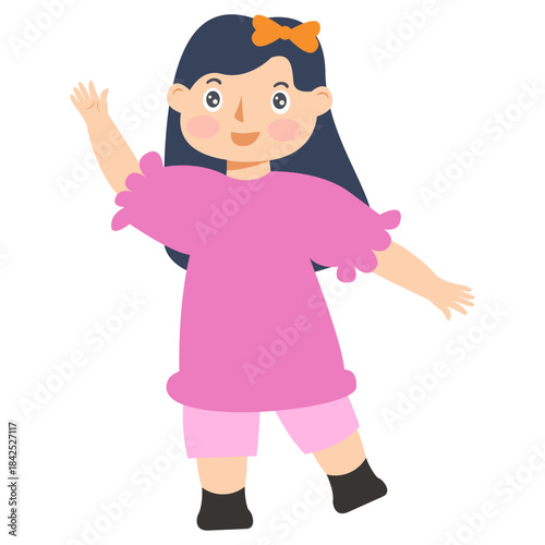 little girl wavy her hand