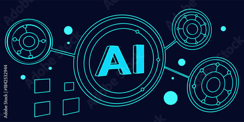 Cutting-edge 3D rendering of AI neural network with interconnected nodes, deep learning, and advanced big data processing on a tech-infused circuit board.
