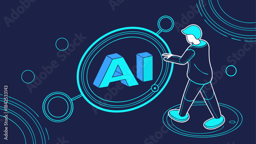 A high-tech digital brain and AI network in 3D, featuring machine learning nodes, big data processing, and advanced circuit board design.