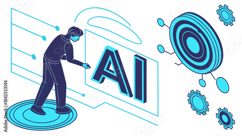 Futuristic AI design with deep learning systems, data analysis algorithms, and neural connections embedded on a sleek, high-tech circuit board.